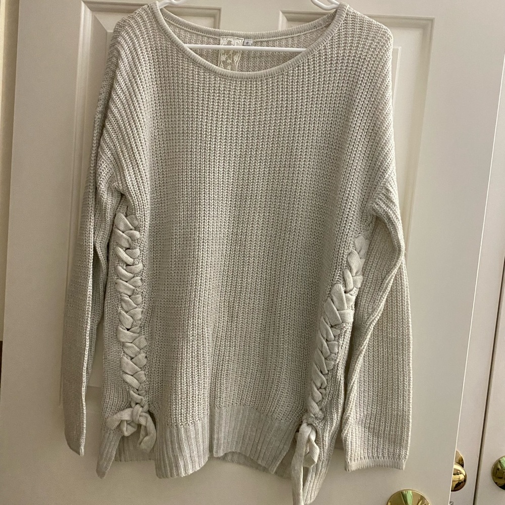 Sadie + Sage Oversized Lace-up Bow Sweater